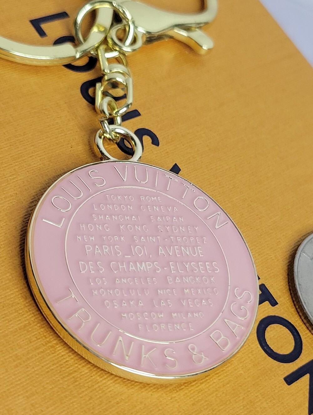 Large Pink and Gold Trunks & Bags Key Holder Charm
